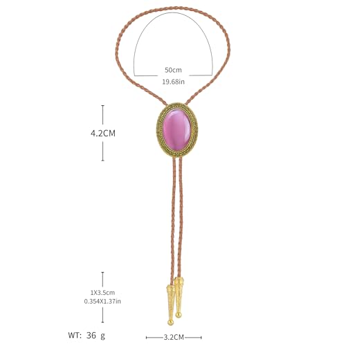 Image of Jeilwiy Bolo Tie for Men Real Stone Westwern Cowboy Ties Silver Bolos Women Leather Necktie Gift for Birthday Christmas
