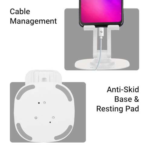 Image of Adjustable Mobile Phone Stand with 360 Rotating Base, Foldable Multi-Angle Desktop Phone Holder, Height Adjustable Table Stand for All Smartphones