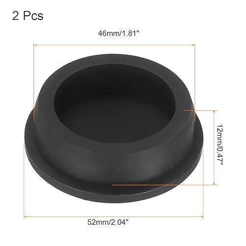 Image of uxcell High Temp Silicone Plug Mount Dia 46mm /1.81 inch T Shaped Rubber Stopper Hole Plugs for Powder Coating Plating Waterproof Plugs Sealing Plugs Black Pack of 2(OD 52mm)