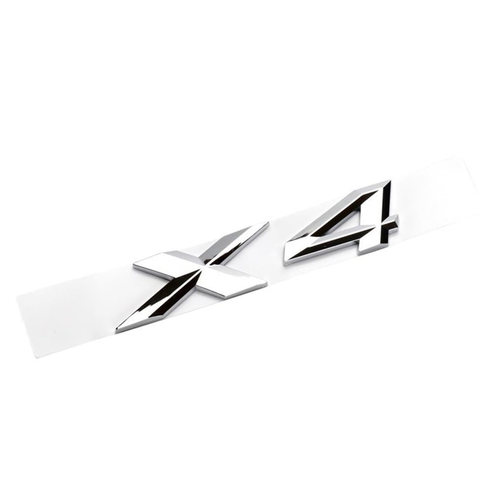 YTQMoreBNZ YYDStes Car Letters Trunk Badge Sticker Compatible With BMW X1 E84 F48 X3 E83 G01 F25 X4 F26 G02 X5 E53 F15 E70 X6 E71 F16(X4 Chrome)
