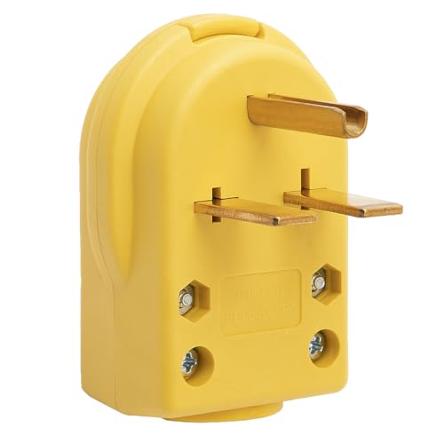 DEALTUS Nema 6-30P Plug Welder Plug 30 Amp 250 Volt Angle Plug, 3 Pole 3 Wire Grounding Straight Blade Plug for Welders, Work with Cable OD Max. 1.0 Inch Yellow
