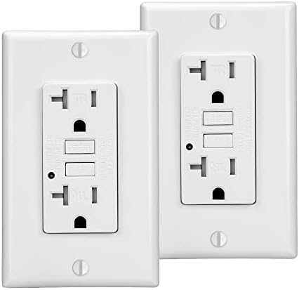 PROCURU 2-Pack 20A Tamper Resistant, Self-Test GFCI Outlets with LED Indicator, Wall Plates Included, White (1GFW20-2P)