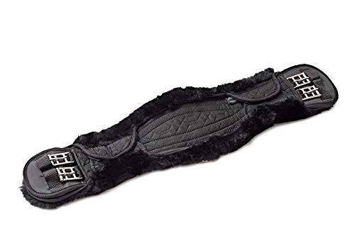 Engel Reitsport Lammfell Sattelgurt Dressur mit abnehmbarem Lammfell EGURT-AB-60-SCH-SCH schwarz/schwarz 24" 60cm Cover