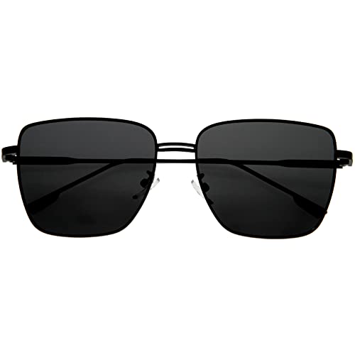 zeroUV - Sleek Retro Inspired Oversized Metal Square Sunglasses D308