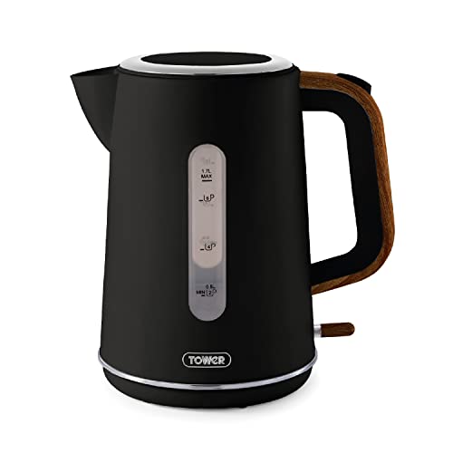 Tower T10037BLK Jug Kettle with Rapid Boil, 1.7L, 3000W, Black