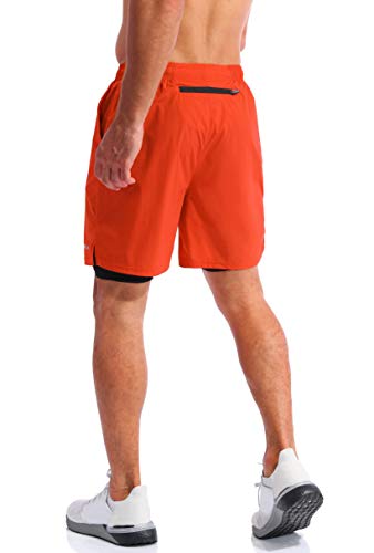 Image of Pudolla Men's 2 in 1 Running Shorts 5 inch Quick Dry Gym Athletic Workout Shorts for Men with Phone Pockets