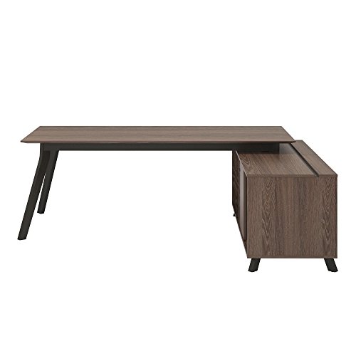 Image of Ameriwood Home 9291196COM AX1 L-Shape Desk, Medium Brown