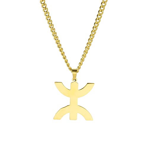 TEAMER Collier en acier inoxydable symbolisant l'Afrique et les Berbères Amazigh ⵣ Letter Ethnic Amulet Bracelet Bague Berbère Boucle d'oreille Bijoux...