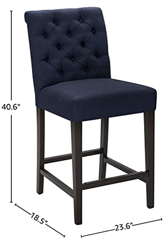 Amazon Brand – Stone & Beam Carson Tufted High-Back Upholstered Counter-Height Kitchen Stool, 41"H, Navy Blue #TOP3