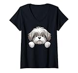 Photo Gallery donna simpatico cucciolo di lhasa apso che sbircia divertente amante dei cani lhasa apso maglietta con collo a v Photo Gallery donna simpatico cucciolo di lhasa apso che sbircia divertente amante dei cani lhasa apso maglietta con collo a v