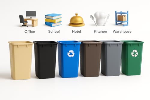 Caneca cuadrada comercial de plástico resistente 23 galones miniatura 6