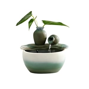 FAJNUZI2024 Keramik Tischbrunnen mit Wasserspiel