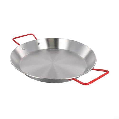 Stainless Steel Paella Pan Cooking Bowl Multi-Purpose Serving Plate Skillet Wok Kitchen Cookware Seafood Dish Silver Round Tray For Home Restaurant Catering 20cm