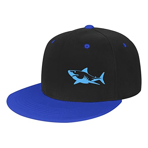Snapback Hat for Toddler Boys Girls, Adjustable Kids Shark Hip Hop Baseball Cap Flat Bill Blue