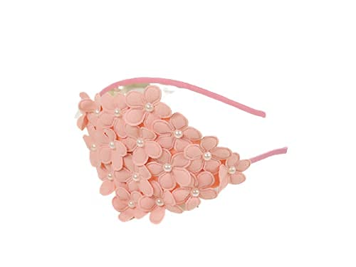 Septreize Beautiful Bunch of Flowers Hairband for Girls | Kids Flowers Hair Bands with Pearls- Christmas Gift for Kids Girls (Peach)