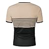 Men's T-Shirts Short Sleeve Summer Tops Crew Neck Mens T Shirt Block Stripes Printed Fashion Casual Tees Fitness Athletic Tshirts (Khaki, S) #3