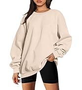 AKSODJF Oversized Sweatshirt for Women Crewneck Loose Solid Print Tops For WomenS Long Sleeve Shi...