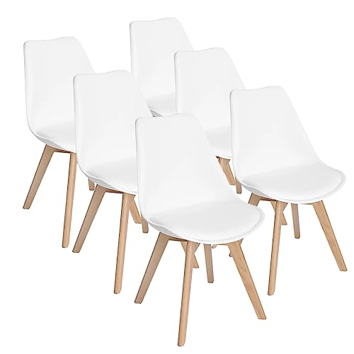 IZTOSS Lot de 6 chaises Style scandinave Catherina (Blanc)- Pieds...