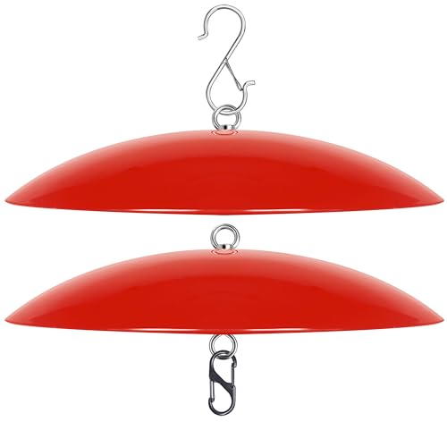 13' Hummingbird Feeder Dome Guard,Bird's Feeder Rain Cover,Squirrel Proof for Bird Feeders Pole, Smart Bird Feeders Umbrella(Bright Red), 2Pack
