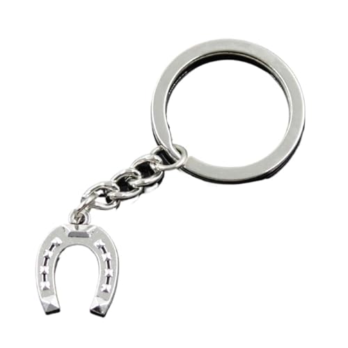 Porte-clés voiture homme en métal avec chaîne vintage et pendentif fer à cheval