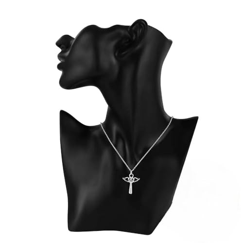 Collier coeur et croix ailés de foi en argent, cadeau idéal - 3
