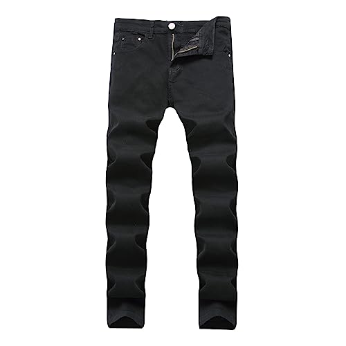 Slim Fit Denim Pants for Men Straight Leg Comfort Business Casual Pants Streetwear Trendy Vintage Wash Skinny Jeans