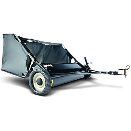 Agri-Fab 42 In Tow-Behind Lawn Sweeper with 12 Cu Ft Hopper Bag, Adjustable Brush Height and Easy Dump Rope