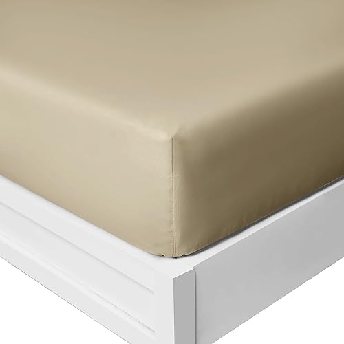 Yorkshire Bedding kingsize fitted bed sheets 25 CM Deep Beige Bedsheets with Elastic Corners Soft Brushed Microfiber Fabric Breathable Shrinkage & Fade-Resistant