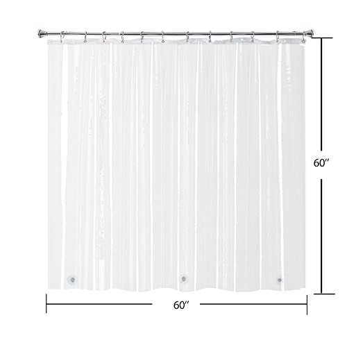 Yisure Short Shower Curtain Liner 60 Inch, Clear Peva Plastic Waterproof Small Bathroom Curtain With 3 Magnets And 10 Rustproof Grommet Holes #TOP1