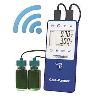 Traceable Wi-Fi Data Logging Refrigerator/Freezer Thermometer Compatible with TraceableLIVE Cloud Service: 2 Quick-Disconnect Bottle Probes