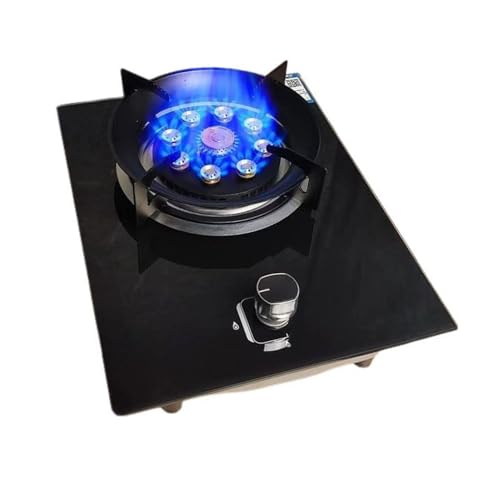 ポータブルガスストーブ 43cm、5.2KW 9チャンバーファイヤーリング中華鍋バーナー、強化ガラス鋳鉄鍋ラック、フレームアウト保護装置付き、NG/LPGガス変換(LPG)