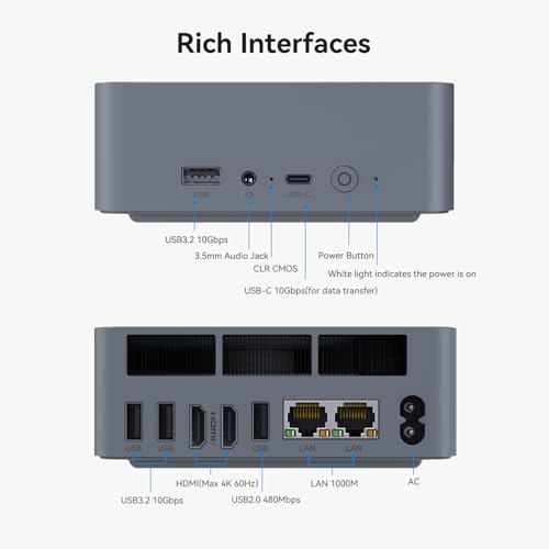 Image of Beelink EQi12 Mini PC W11 Pro, i3-1220P(10C /12T up to 4.4 GHz), 16GB DDR4 500G NVME SSD with UHD Graphics Built in PSU WiFi 6 /BT5.2 /2 * 1000M LAN, Dual Display Mini PC Computer