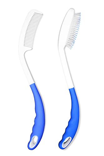 KMINA Cepillo Pelo Mango Largo y Peine (Pack), Ergonómico, Ancianos, Accesorios Movilidad Reducida