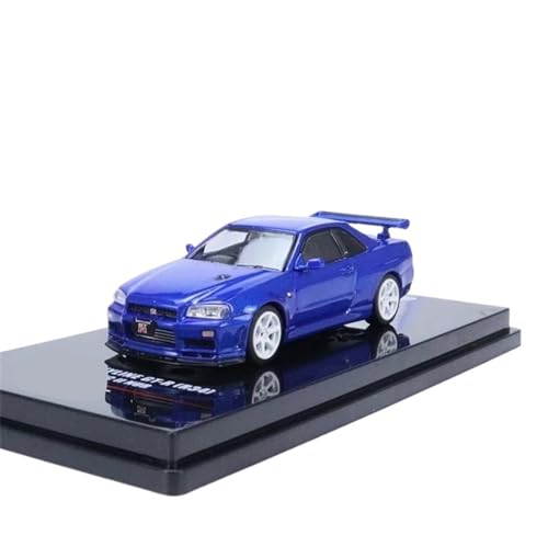 LUgez maßstabsgetreues Auto 1:64 for Nissan Skyline GT-R (R34) V-Spec II Nur Bayside Diecast Modell Auto Ornament Auto Modell Modellfahrzeug zum Sammeln