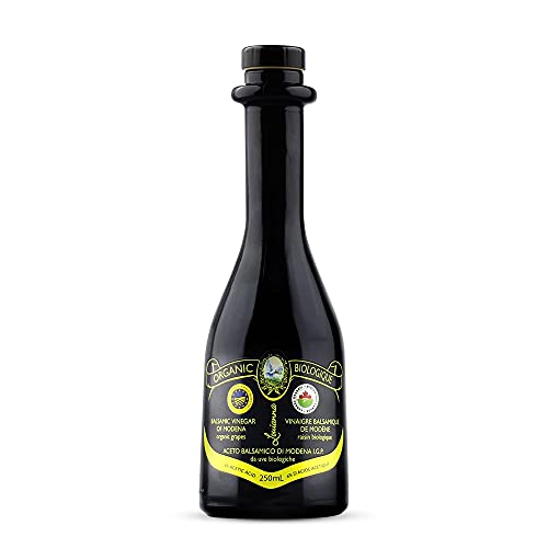 Louianna - Organic Balsamic Vinegar of Modena, High Polyphenol Balsamic Vinegar Dressing, Aged Red Wine Vinegar Made of Trebbiano Grapes, 250 mL