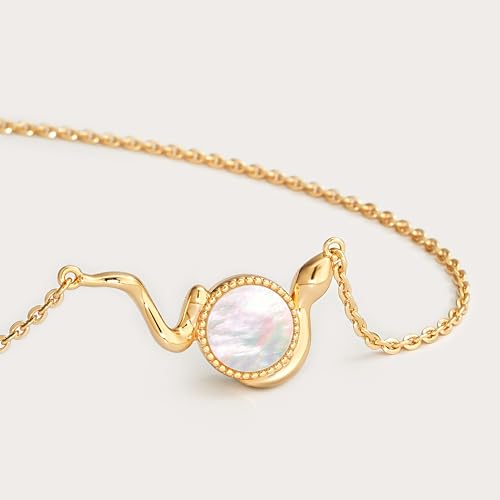 Fettero Dainty MOP Necklaces for Women, 14K Gold Plated Heart Cross Teardrop Pendant Cute Charm Neclace Delicate Pearl Beach Gold Necklace for Women Jewelry Gift