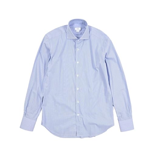 [オリアン] 25-26AW ORIAN Slim Fit ドレスシャツ ワイシャツ ホリゾンタルカラー 長袖 オールシーズン メンズ ストレッチ コットン ポリアミド ストライプ ブルー [44] [並行輸入品]