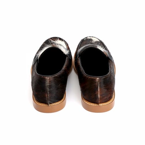 Image of XOBZJH Vintage Penny Loafers for Women Handmade Natural Calf Hair Flats with Arch Support,Comfortable Designer Work Walking Shoes