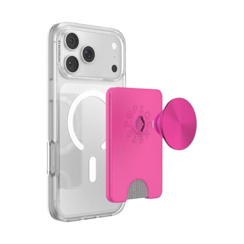 Image of PopSockets Kick-Out Wallet for MagSafe, Adjustable Kickstand, Magnetic Stand, Hot Pink - Fuchsia