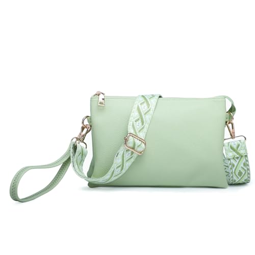 Image of JEN & CO. Izzy Vegan Leather Crossbody Bags Clutch Purses Wristlet Wallet Shoulder Handbag with Guitar Strap for Women