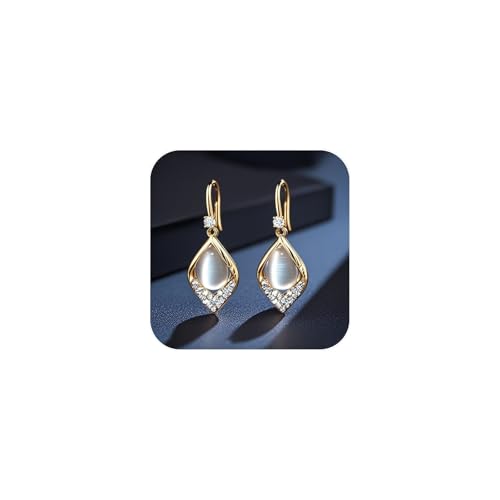 Couawaticy Pendientes de oro y plata para mujer, hipoalergénicos, ligeros, de moda, diseño clásico, exquisitos diamantes brillantes, simples y elegantes, con circonita cúbica, joyería de fiesta, talla
