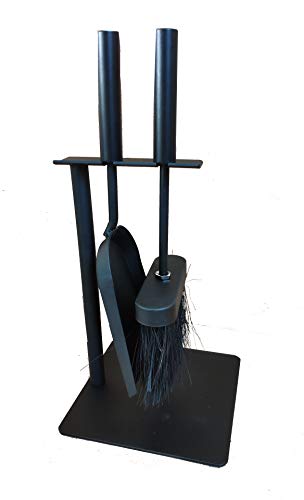 Aboniris Hearth Tidy Set, All Black, Wood Stove Tool Set, Fireplace Companion Set