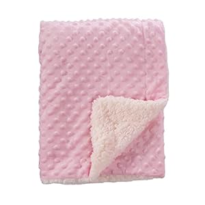 CREVENT Cozy Soft Fleece Warm Sherpa Backing Baby Throw Blanket for Infant Toddler Crib Cot Stroller Gift for Baby Girls (75cmX100cm Pink Dot)