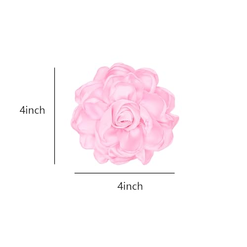 Image of Large Red Rose Flower Brooches Pins for Women Dainty Satin Fabric Brooches Big Camellia Flower Brooch Wedding Party Clothing Pin Accessory Jewelry