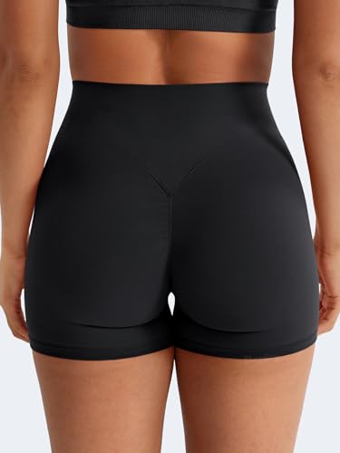 VOYJOY Women Workout Shorts 4.5" Hidden Scrunch No Front Seam High Waist Tummy Control Gym Booty Shorts3
