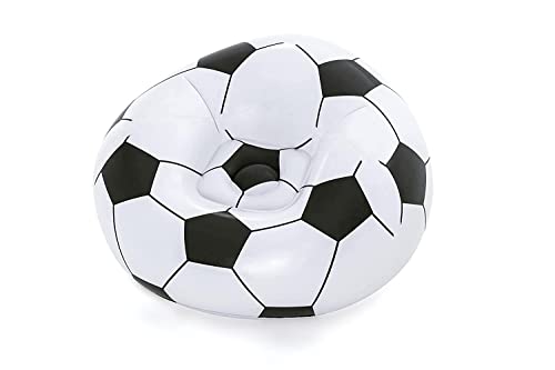 Bestway Up In & Over Beanless Soccer Ball Chair 114x112x66 cm, Fußball-Luftsessel, Schwarz/ Weiß