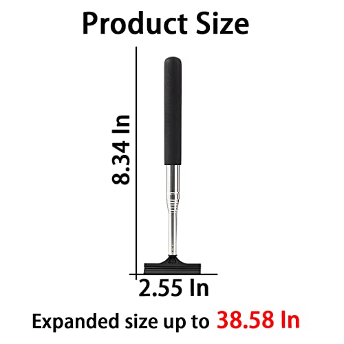 Car Rearview Mirror Wiper, Retractable Auto Glass Squeegee, Water Cleaner With Telescopic Long Rod, Portable Cleaning Tool For All Vehicles, Universal Automotive Accessories (Black) #TOP1