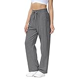 HMIYA Jogginghose Damen Baumwolle Freizeithose Yogahose Sporthose mit Taschen (Dunkelgrau S)