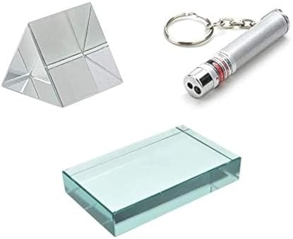 VITSZEE Physics Optics Combo Kit | Prism, Rectangular Glass Slab & Lasser Light Set | Reflection, Refraction & Dispersion Experiment Kit for School, College, Laboratory & Science Projects