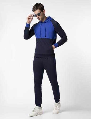 Image of FYLTR Men's Colourblock Hoodie & Jogger Casual Terry Cotton Blend Co-ord Set - Winter Co-ord set for Men | Utility Side Pockets | Full Sleeve | Tracksuit